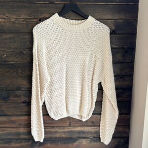 Cream Chunky Knit Crew Neck Sweater